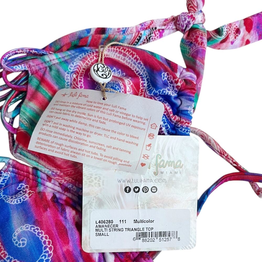 Luli Fama NWT Amanecer Multi-Strings Triangle Bikini Top - Picture 4 of 5